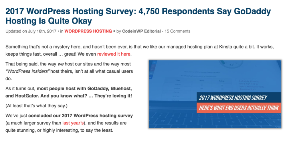 Hosting survey