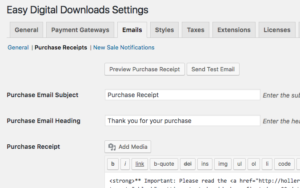 EDD Email Settings